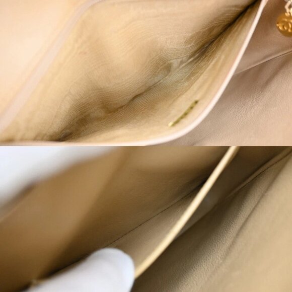 CHANEL CC Logo Matelasse Chain Shoulder Bag Leather Beige GHW Vintage - Picture 13 of 16